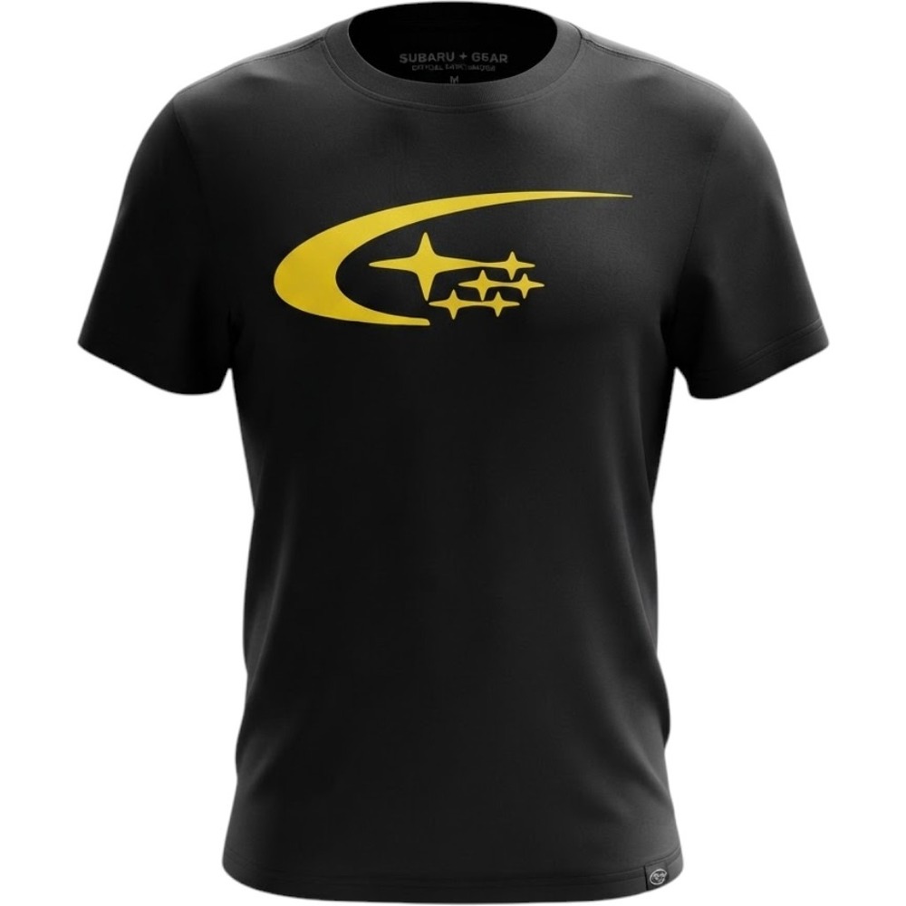SUBARU GEAR T Shirt Mens Medium Black Yellow Graphic Tee Official Distressed